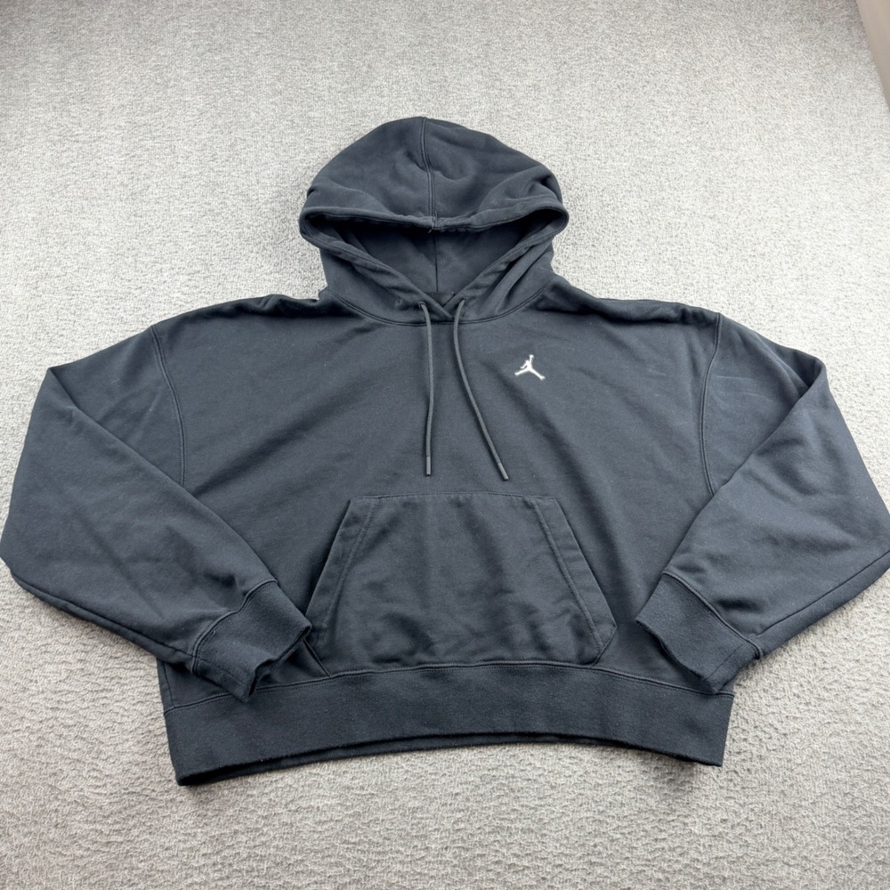 Jordan Essentials Women's M Medium Fleece Hoodie DN4570-010 Black Loose‎ Fit